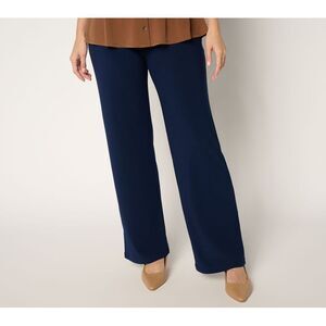 Susan Graver Women's Pants Sz XS Textured Liquid Knit Wide Leg Pant Blue A696227